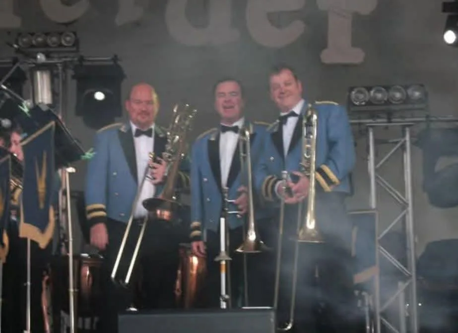 Photograph shared by The KNDS Fairey Band with its update, “The band are deeply saddened to learn of the passing of friend and former solo trombone…”.