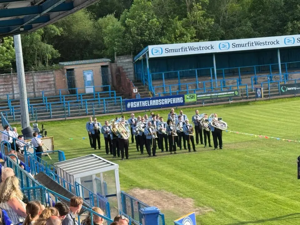 Photograph shared by The KNDS Fairey Band with its update, “Fairey Return to Tameside”.