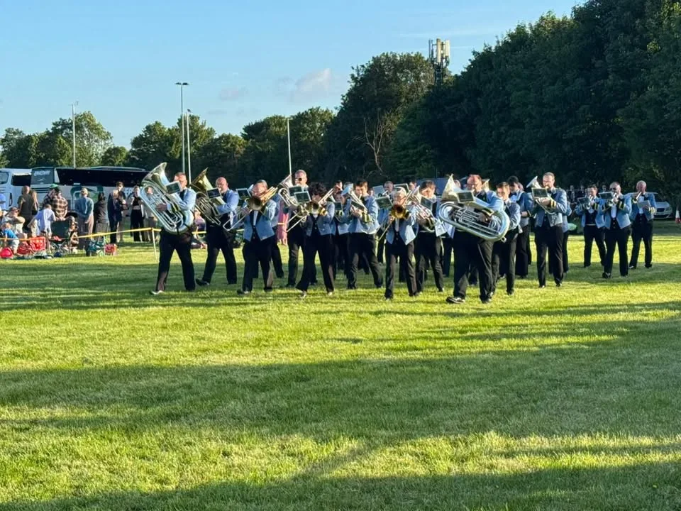 Photograph shared by The KNDS Fairey Band with its update, “Fairey Return to Tameside”.