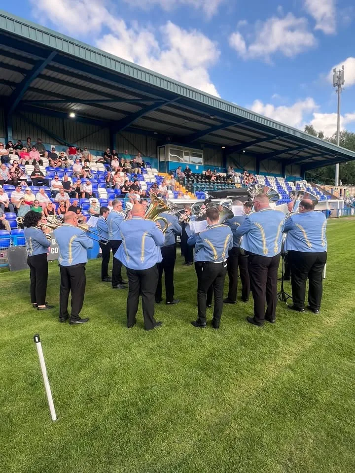 Photograph shared by The KNDS Fairey Band with its update, “Fairey Return to Tameside”.