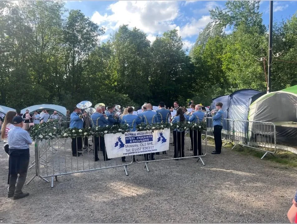 Photograph shared by The KNDS Fairey Band with its update, “Fairey Return to Tameside”.