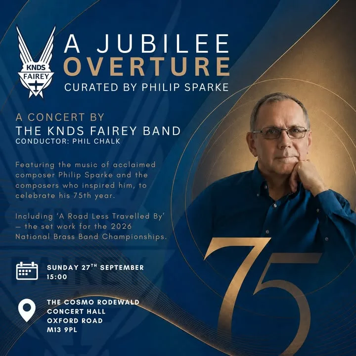 Photograph shared by The KNDS Fairey Band with its update, “A JUBILEE OVERTURE — Curated by Philip Sparke”.