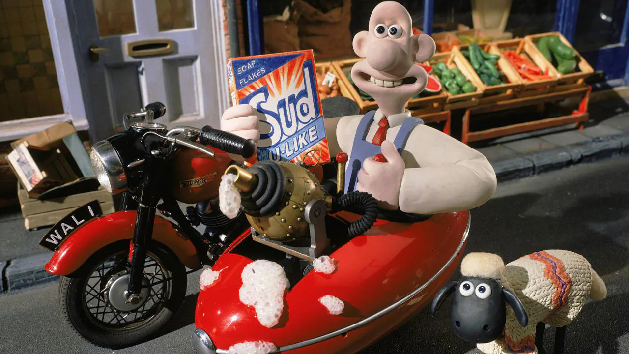 Wallace and Shaun the Sheep with the sidecar from A Close Shave
